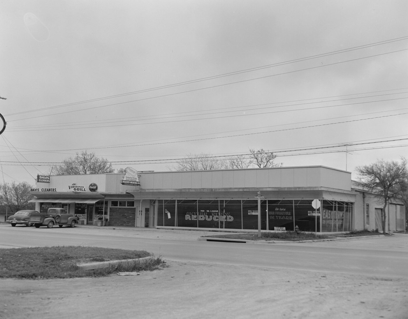 South Lamar Building, Shops Including Davis Cleaners and Virginia Grill, 1958.