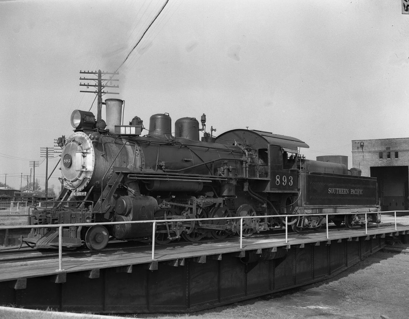 Southern Pacific Engine 893, Black and White Negative Photograph, 1952.