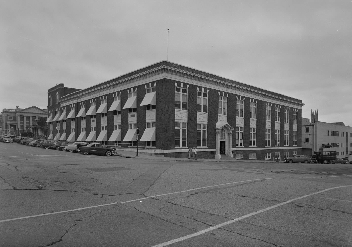 Exterior View of Southwestern Bell Building on a Corner Lot, 1951.