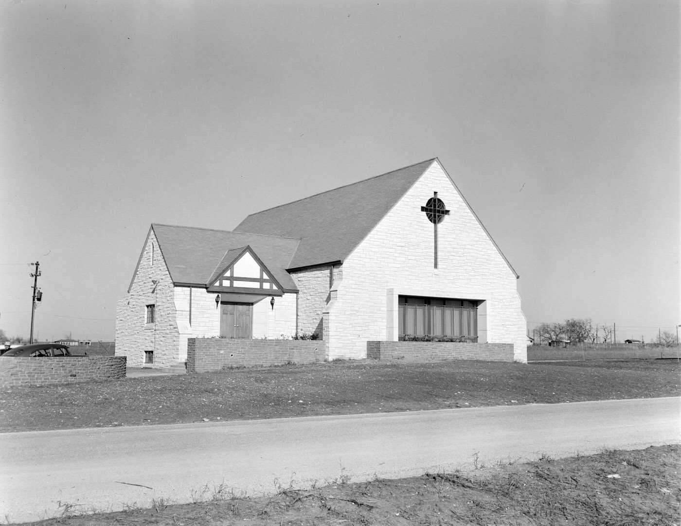 St. Louis Catholic Church with Stained Glass Cross, 1955.