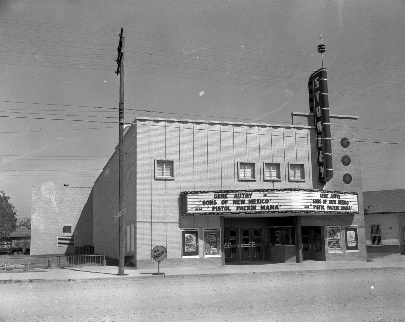 Stanley Theater in Luling, Texas Showing Gene Autry Movies, 1950.