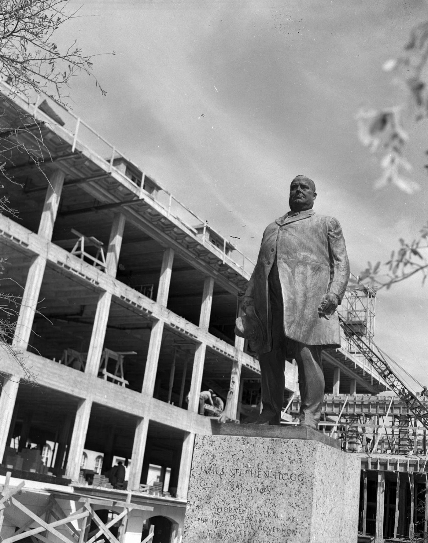 Statue of Governor J.S. Hogg at University of Texas, 1951.