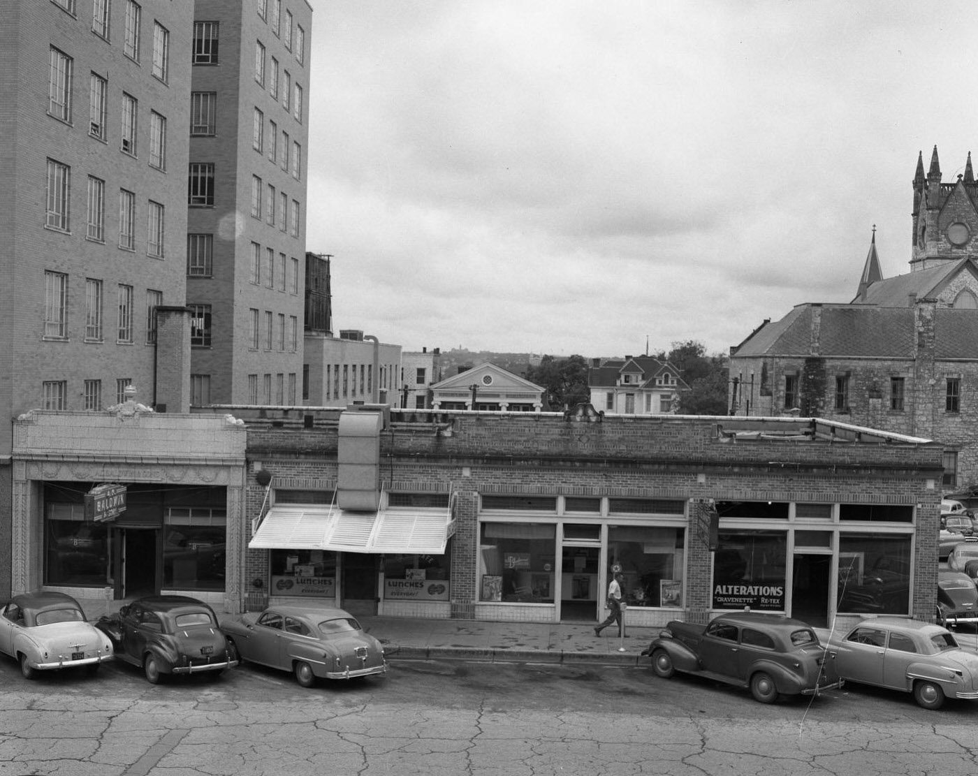 City Street Scene near KTBC and US Cafe, 1950.