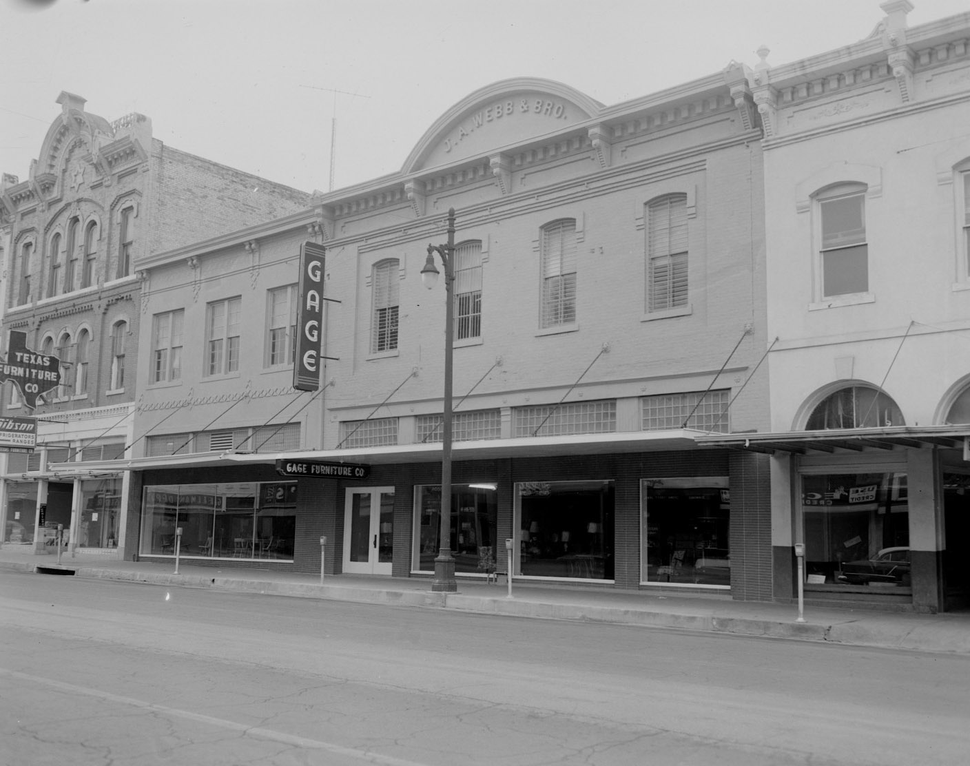 Street View of Gage Furniture Company, Austin, 1953.