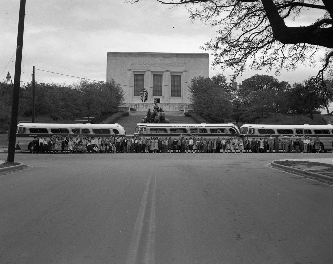 Texas Bus Lines at University of Texas Campus, 1956.