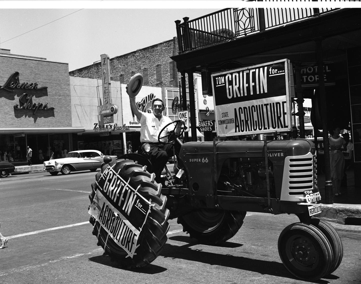 Tom Griffin Campaigning for Agriculture Commissioner, 1955.