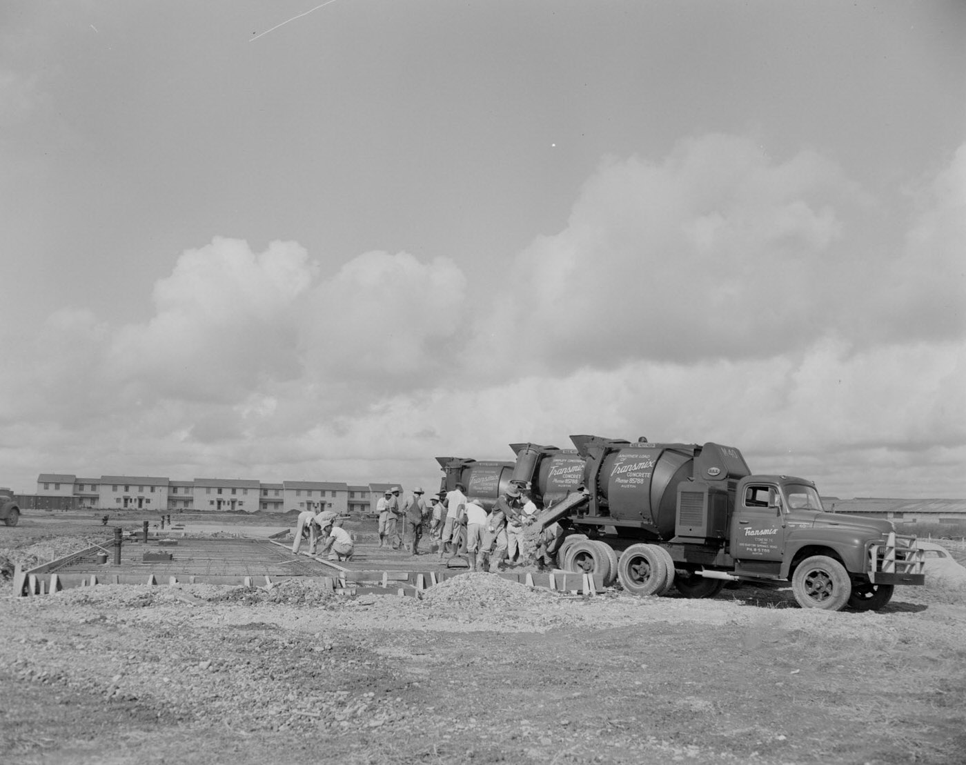 Workers Pouring Cement in Austin, Texas, 1951.