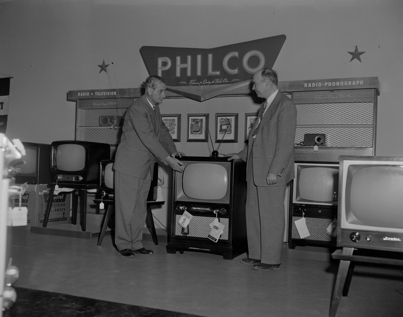 Men in TV Showroom, 1954.