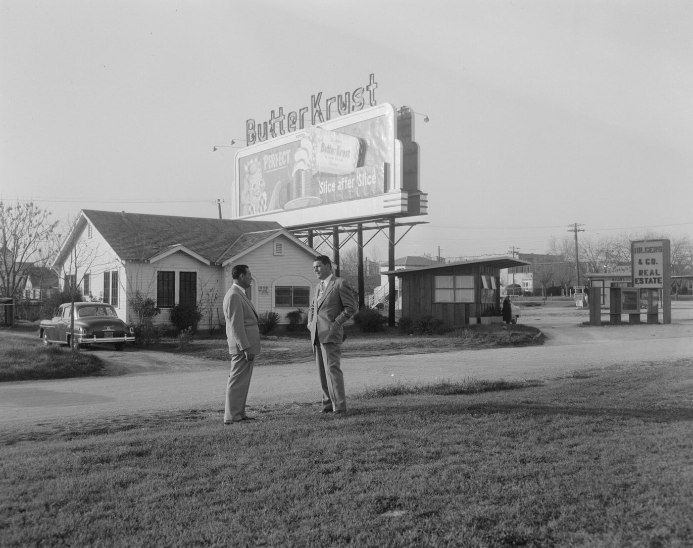 Men Near Butter Krust Billboard, 1954.