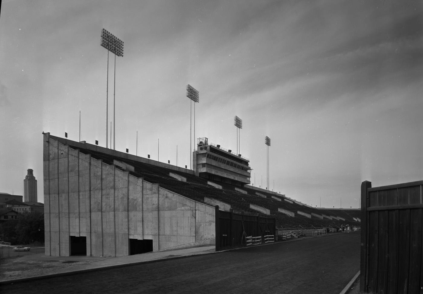 Installation of Floodlights at UT Memorial Stadium, 1956.