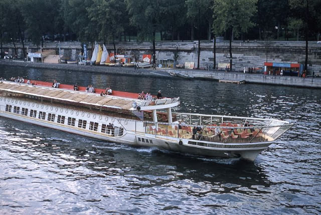 Cruise boat on River Seine, Paris, France, 1961