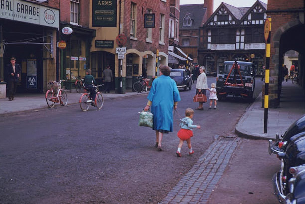 Street scene in Lichfield, England, May 27, 1961