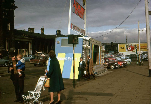 Outside Huddersfield Railway Station, England, 1965