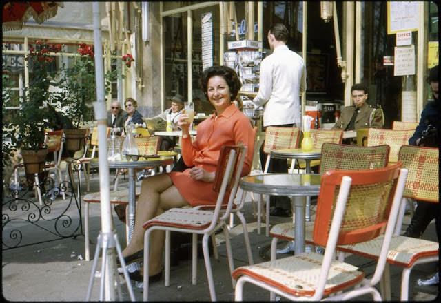 At a café in Paris, France, 1969