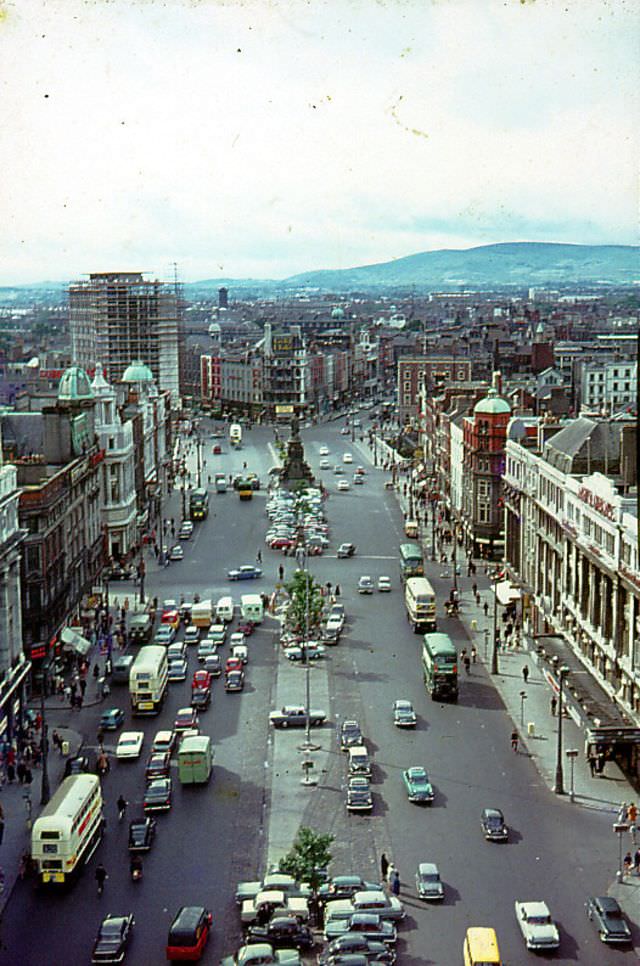 O'Connell St., Dublin from Nelson's Pillar, Ireland, 1964