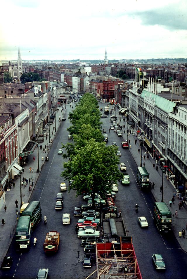 O'Connell St., Dublin from Nelson's Pillar, Ireland, 1964