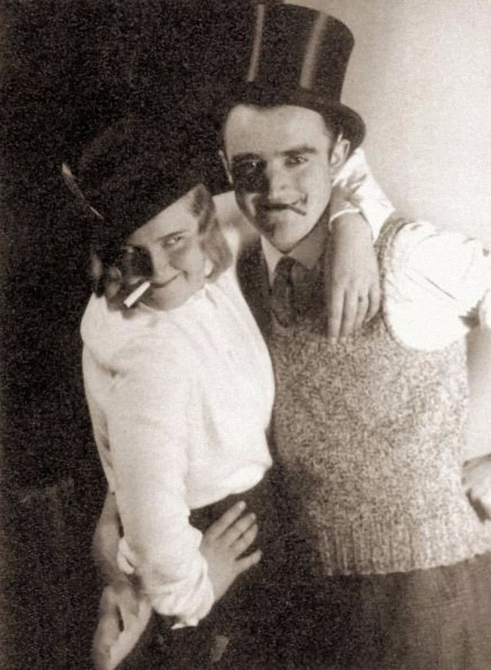 Eva Braun and an unidentified friend at a house party in Munich, 1935. By all accounts Braun enjoyed these parties and frequently dressed up for them during carnival. She also liked to smoke but only when Hitler was not around.