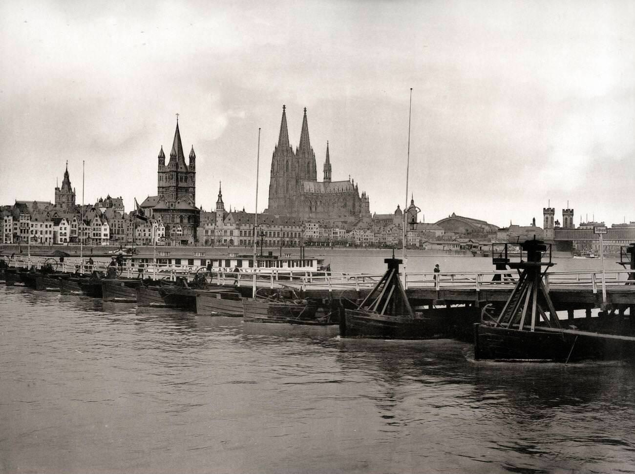 View of Cologne from the Rhine, Germany.