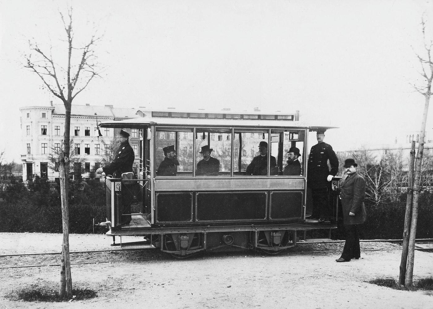 First electric tram, Siemens & Halske, Lichterfelde, Berlin, 1881.