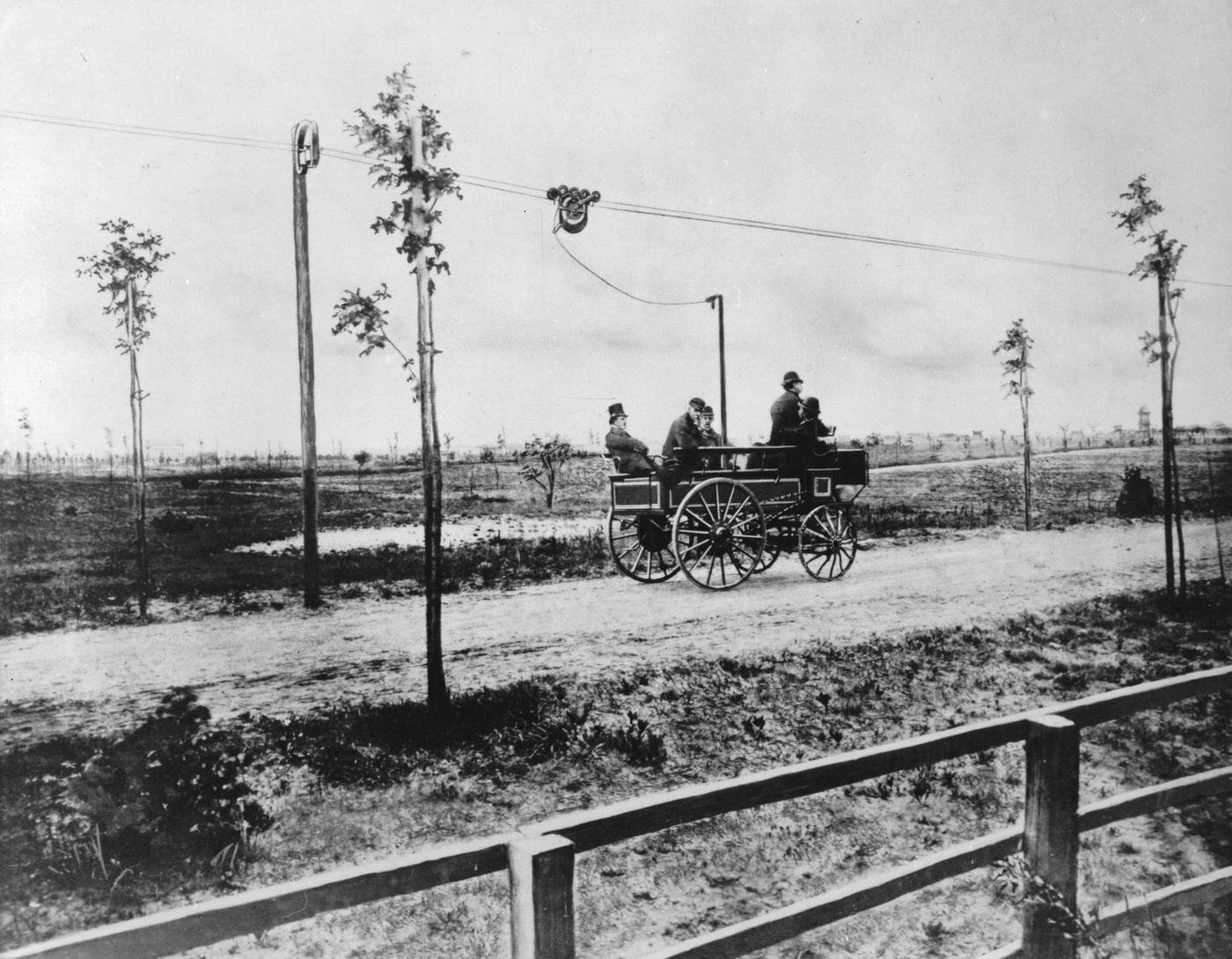 Kurfuerstendamm, Electric car, Siemens & Halske, Berlin, 1882.