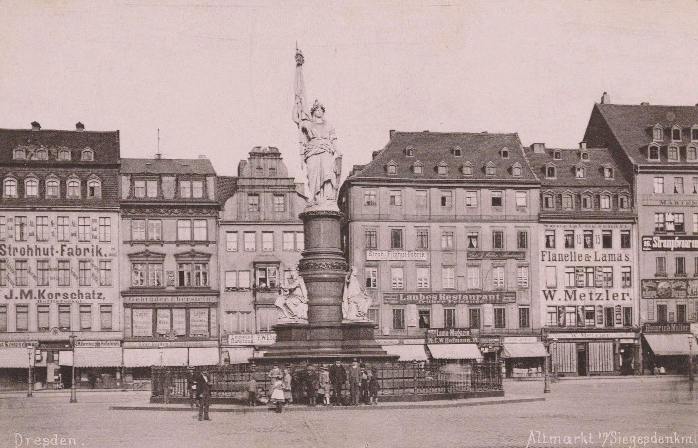 View of the Altmarkt in Dresden, Altmarkt m/Siegesdenkml, Stengel & Markert, 1888.