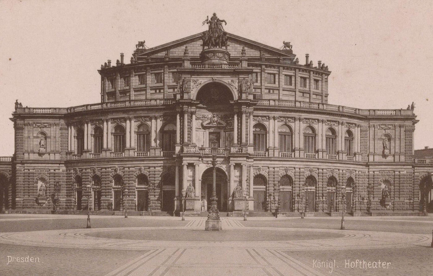 View of Semperopera in Dresden, Konigl. Hoftheater, Stengel & Markert, 1889.