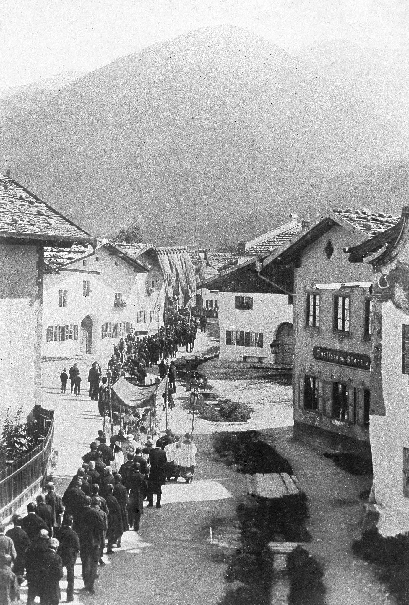 Germany, Mittenwald: A Procession, Mountains in Background, 1891