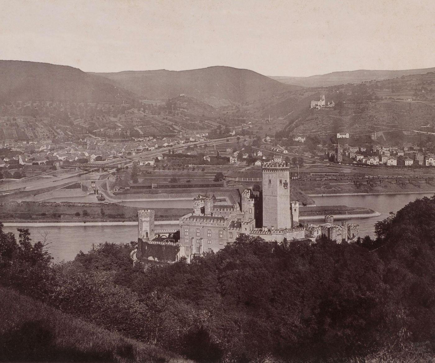 Castle Stolzenfels and Niederlahnstein, near Koblenz, Germany, 1890.