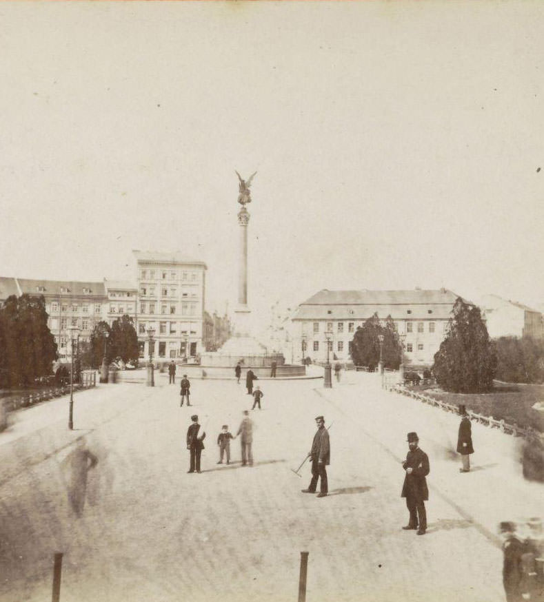 View from Bellealliance Platz, Berlin, Siegessäule, Johann Friedrich Stiehm, 1890.