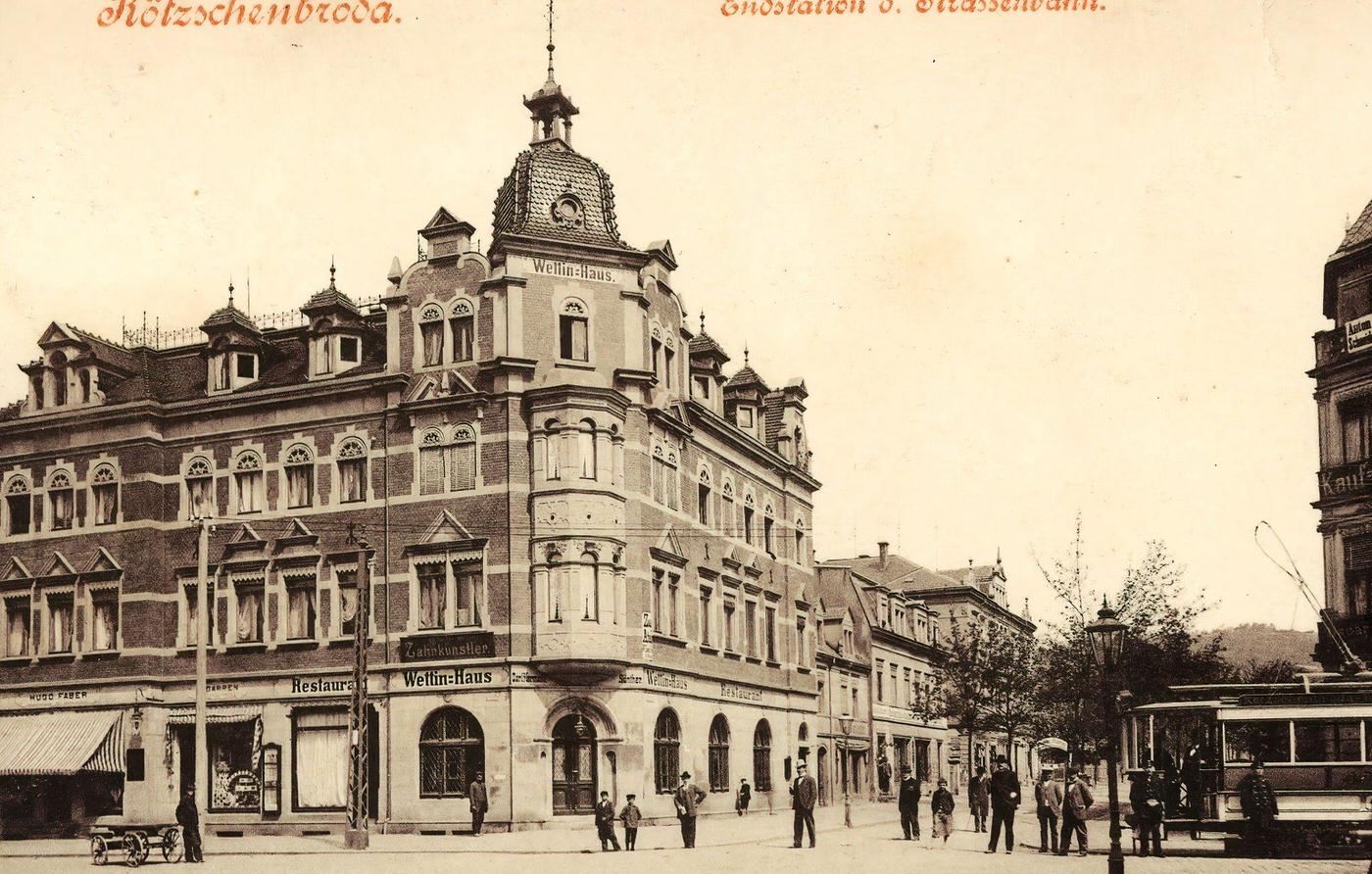 Lossnitzbahn in Radebeul, Leiterwagen, Wettin-Haus, 1899.