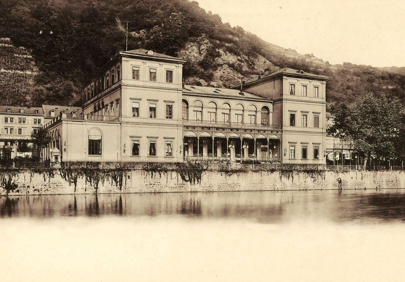 Spa buildings in Bad Ems, Lahn, Rhineland-Palatinate, 1898.