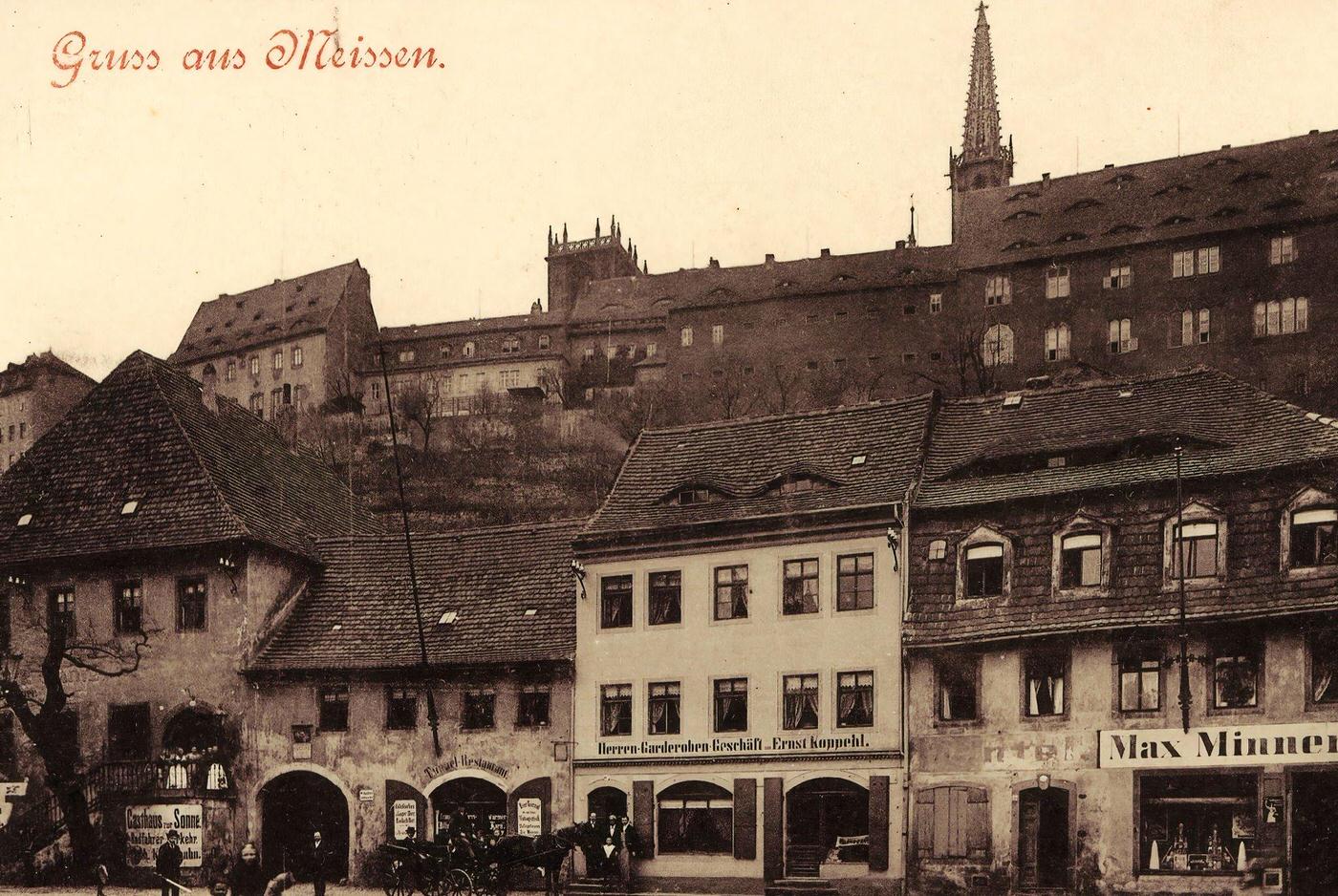 Albrechtsburg, Horse-drawn carriages, Restaurants in Meissen, 1898.