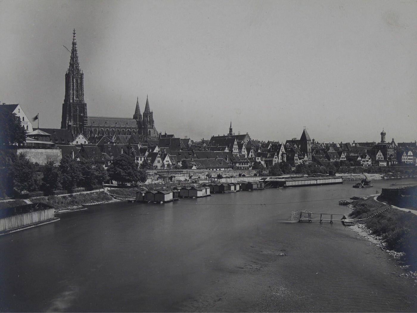 City of Ulm, View over the Danube to the City, 1895