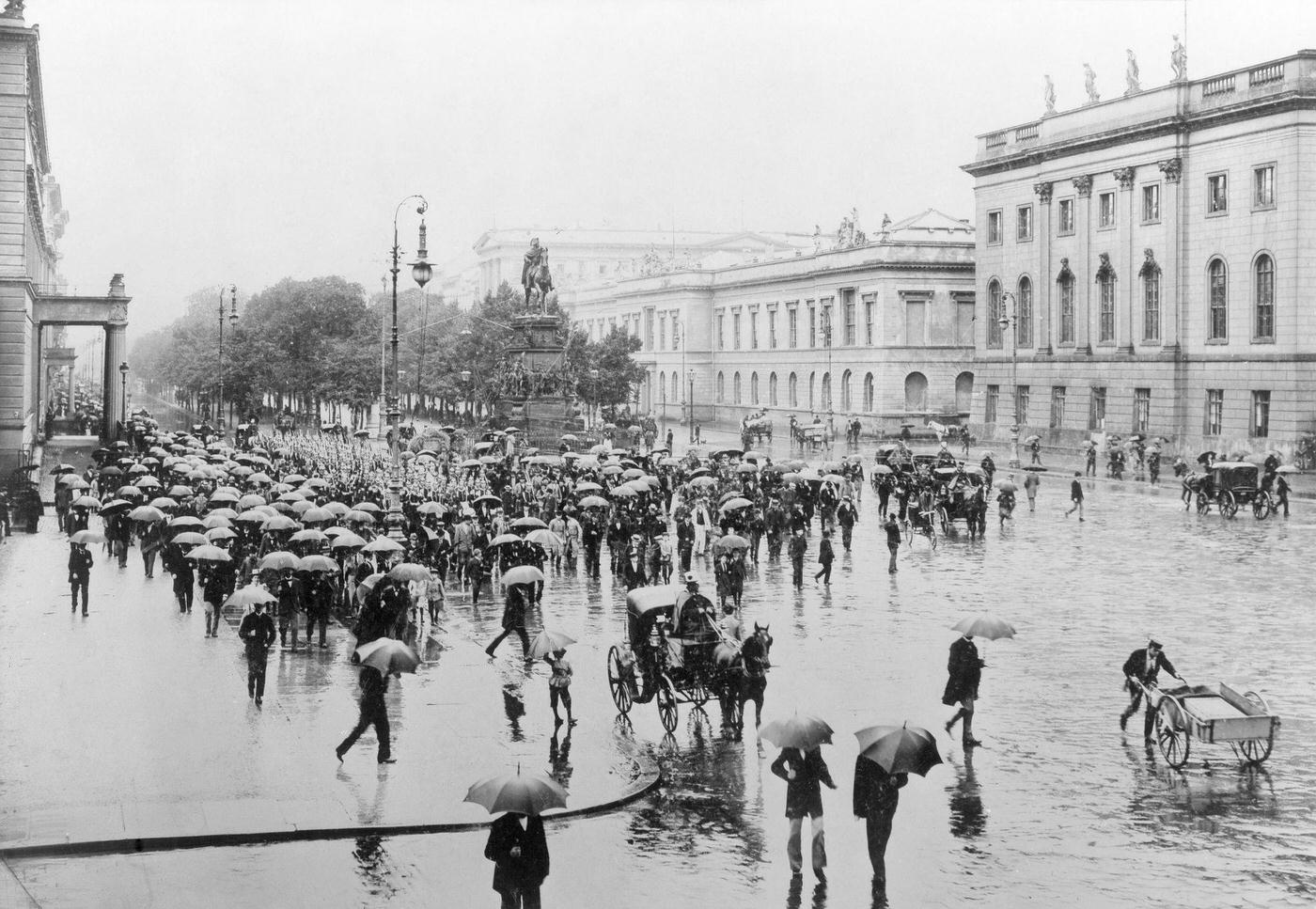 Unter den Linden, Berlin, flooded, 1897