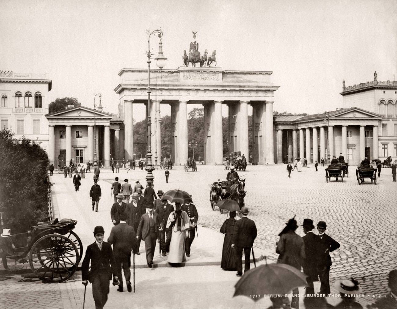 Brandenburg Gate, Berlin, Germany, 1890s.