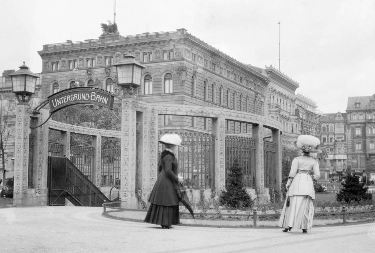 Subway entrance in Berlin, Germany, 1890s.