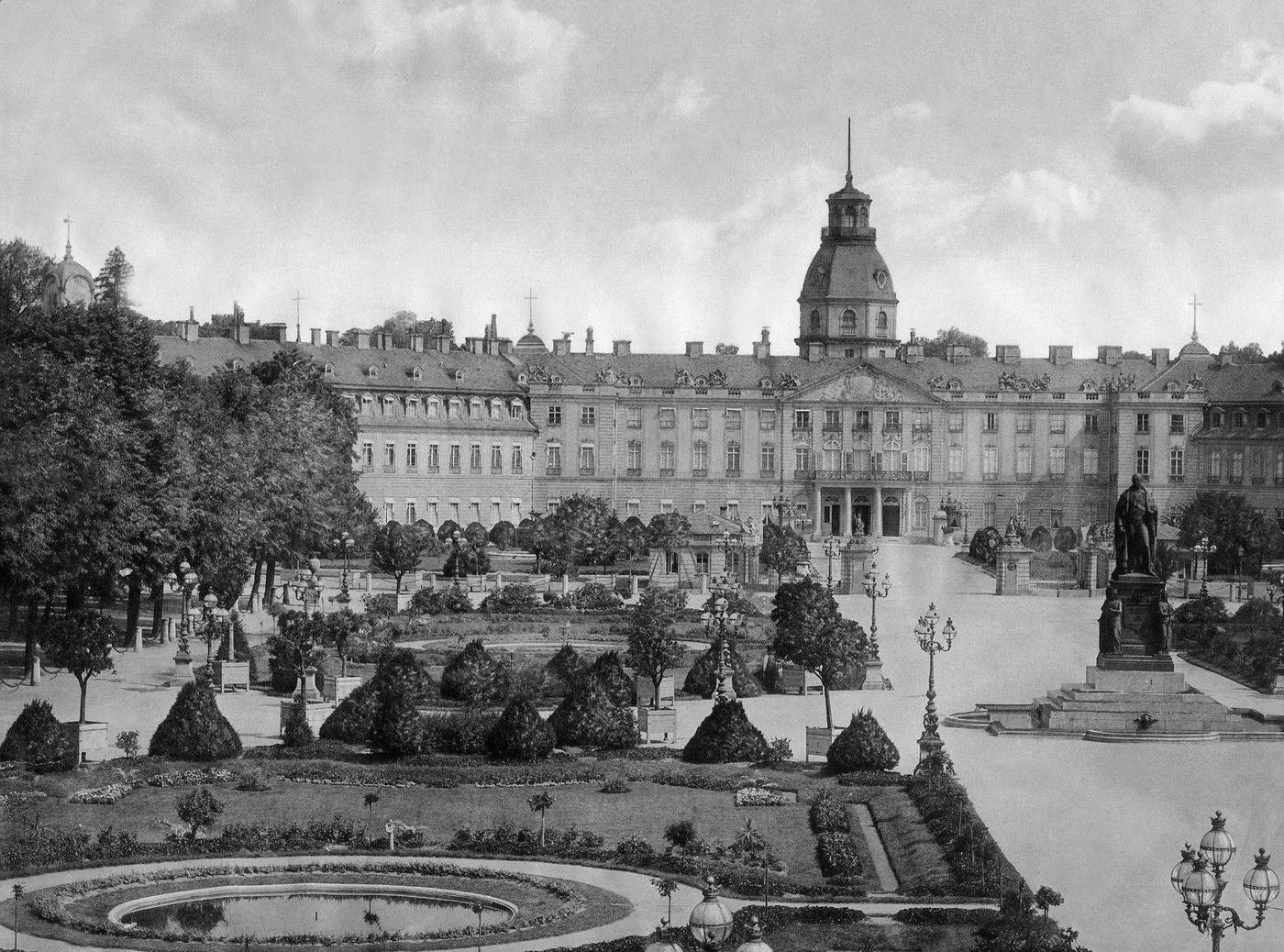 German Empire, Baden Grossherzogtum, Karlsruhe Castle with Palace Garden, 1890