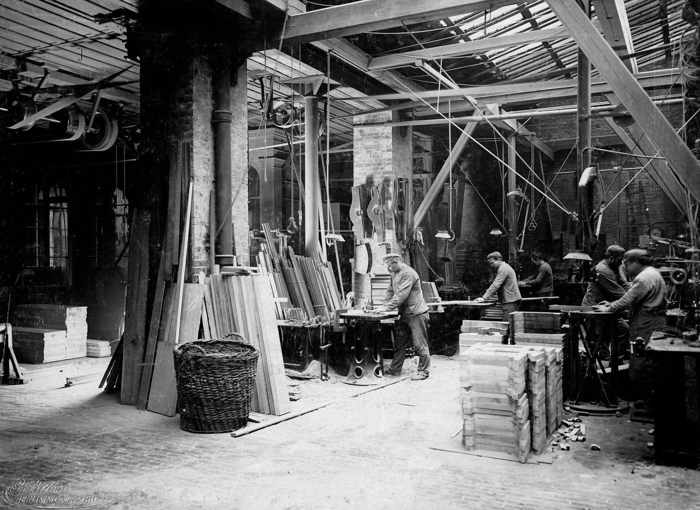 Piano factory Carl Bechstein, Berlin, Germany, 1900.