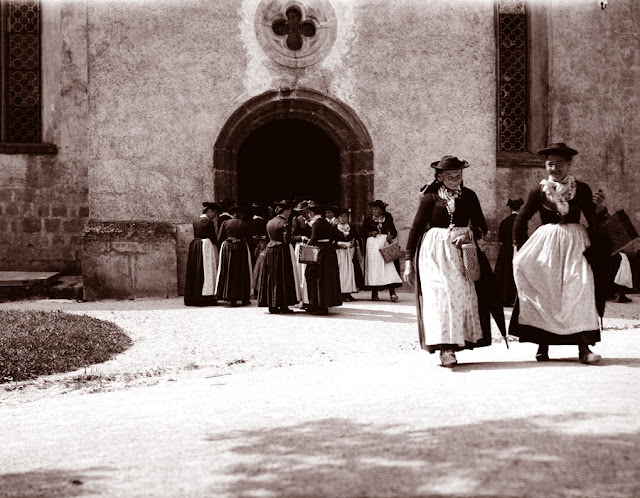 Ladies leaving church, Germany, 1904