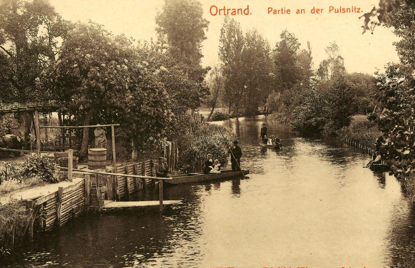 Ships in Germany, Pulsnitz River, Brandenburg, 1903.