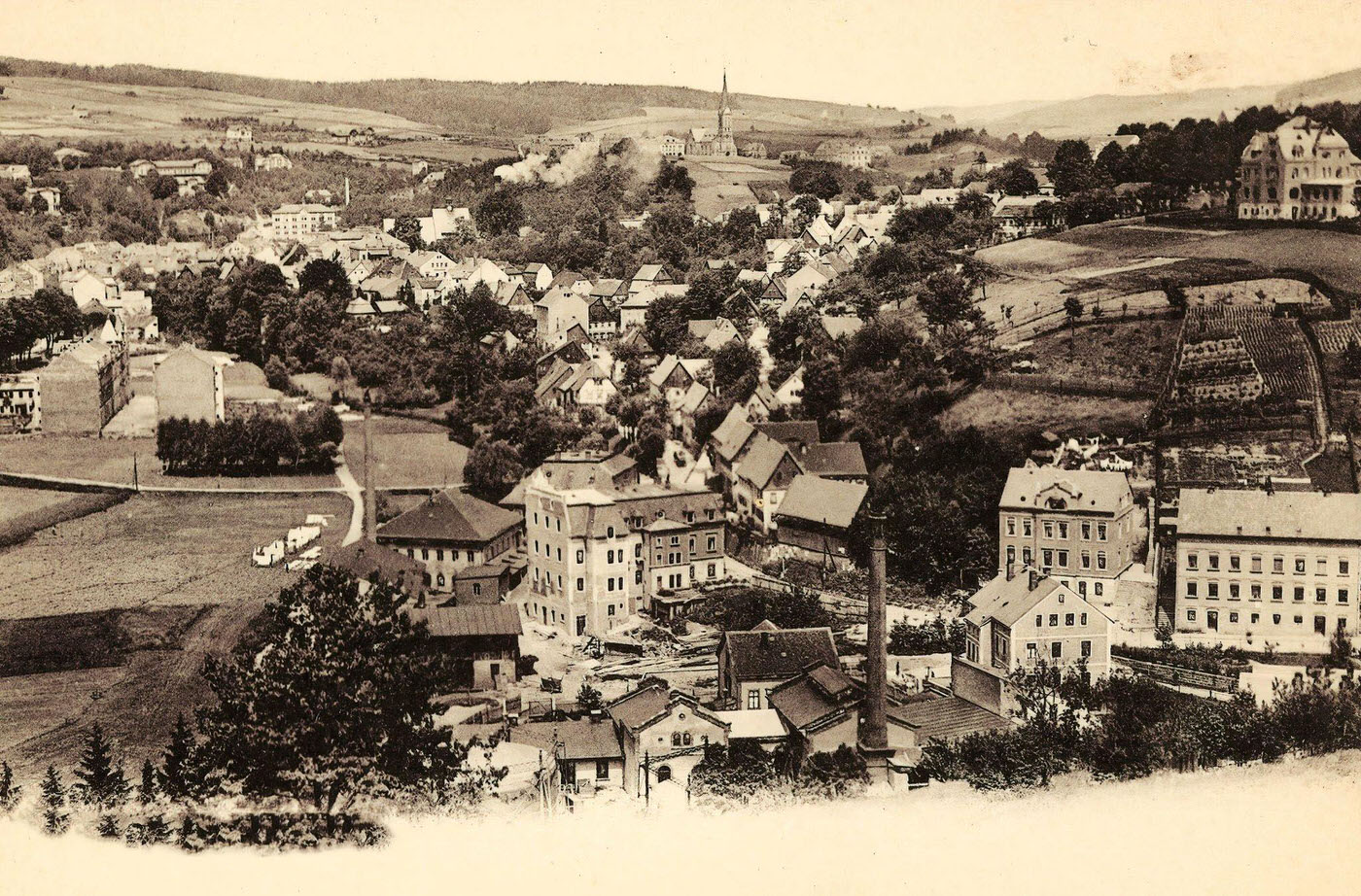 Churches and Buildings in Sebnitz, Germany, 1903.