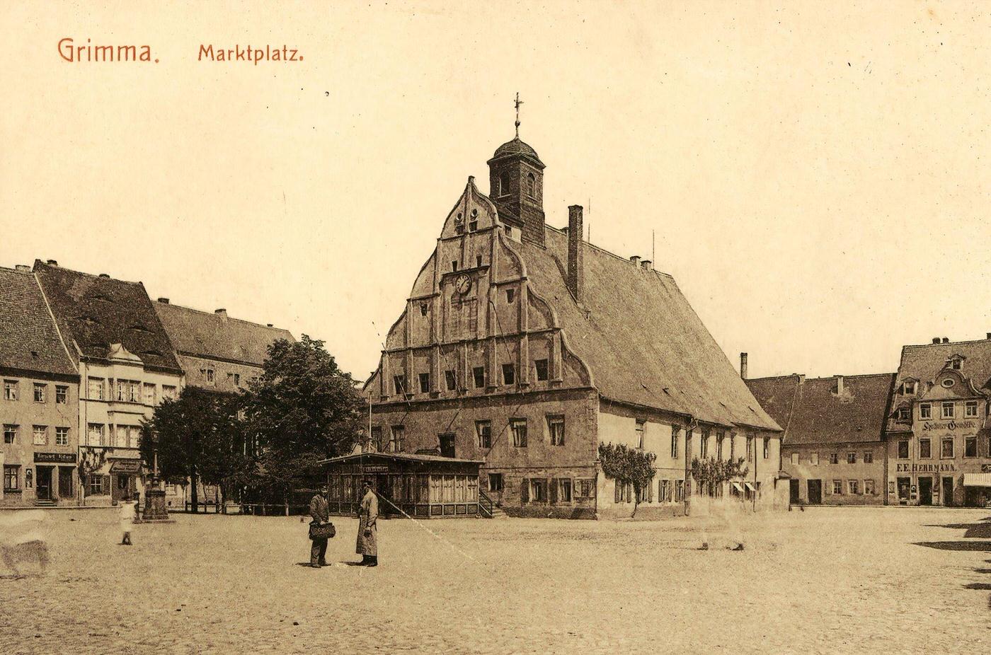 Markt, Rathaus Grimma, Buildings in Grimma, Germany, 1903.