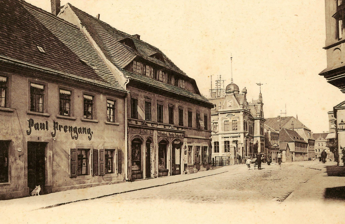 Buildings in Borna, Post offices in Landkreis Leipzig, Landkreis Leipzig, Borna, Reichspost und Altenburgerstrasse, Germany, 1901.