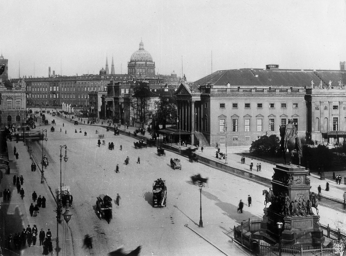 View over the Royal Opera House, Kronprinzenpalais, and Stadtkommandantur to the City Palace in Berlin, 1901