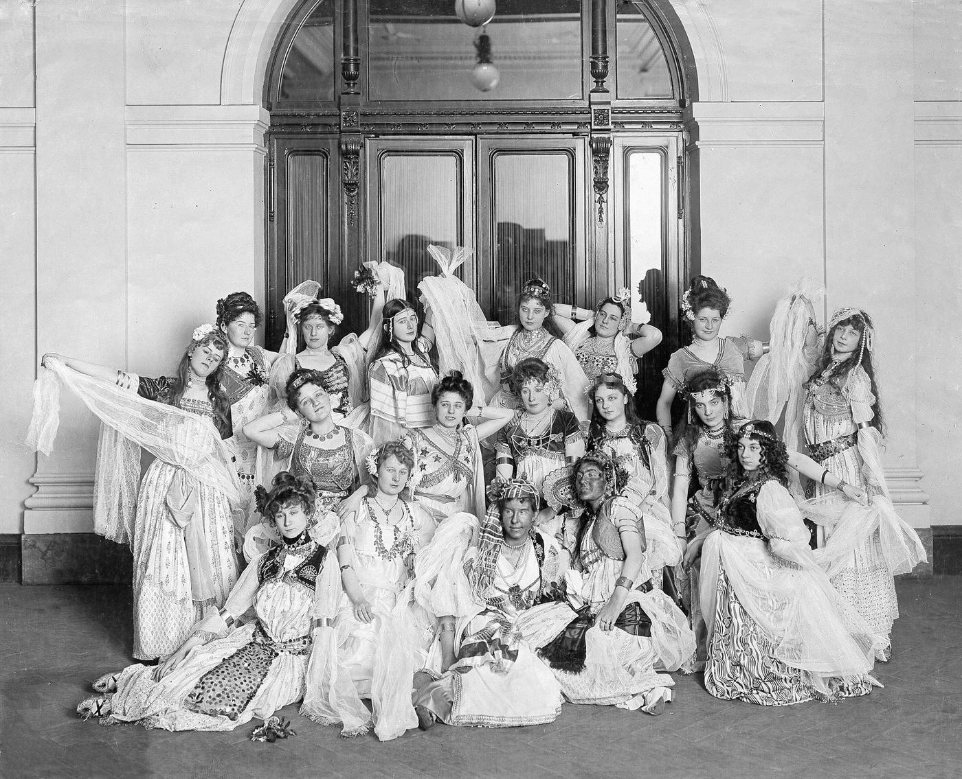 Women dressed up for a veil dance at a party of the German Colonial Society, 1901.