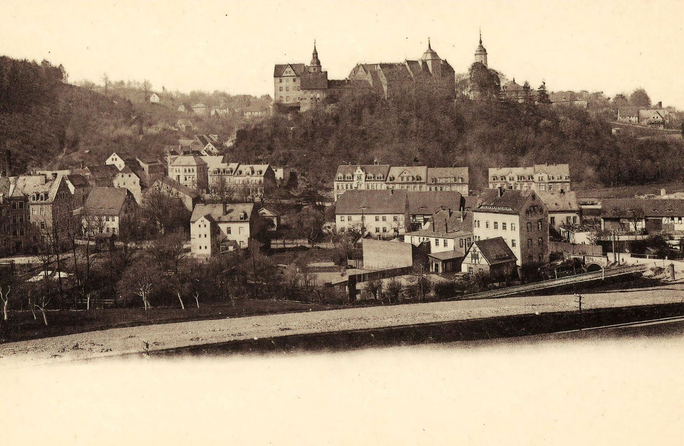 Schloss Nossen, Churches in Nossen, Landkreis Meissen, Nossen, Ostseite, Germany, 1900.