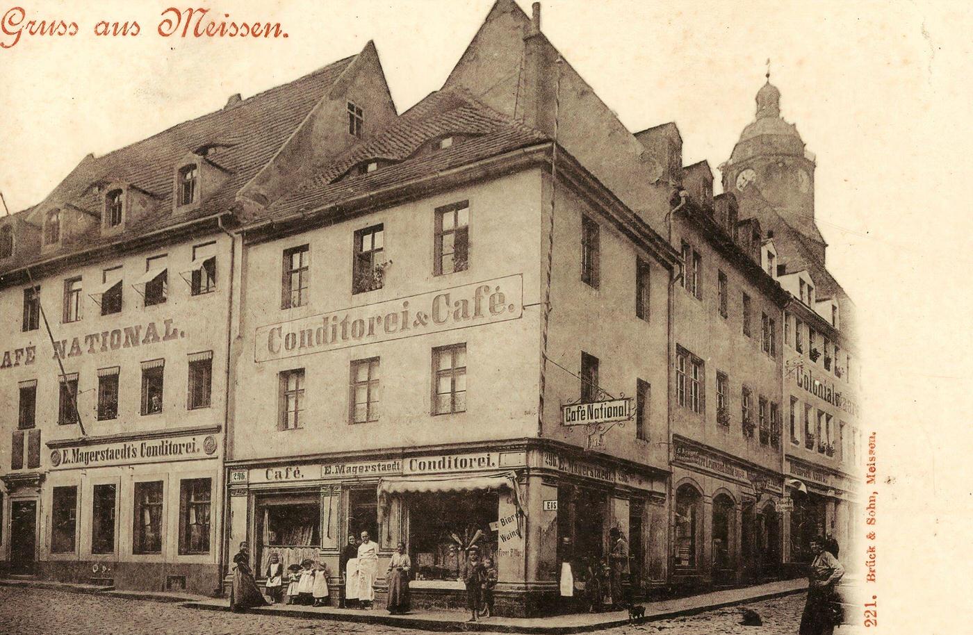 Cafes in Saxony, Frauenkirche in Meissen, 1900s, Germany.