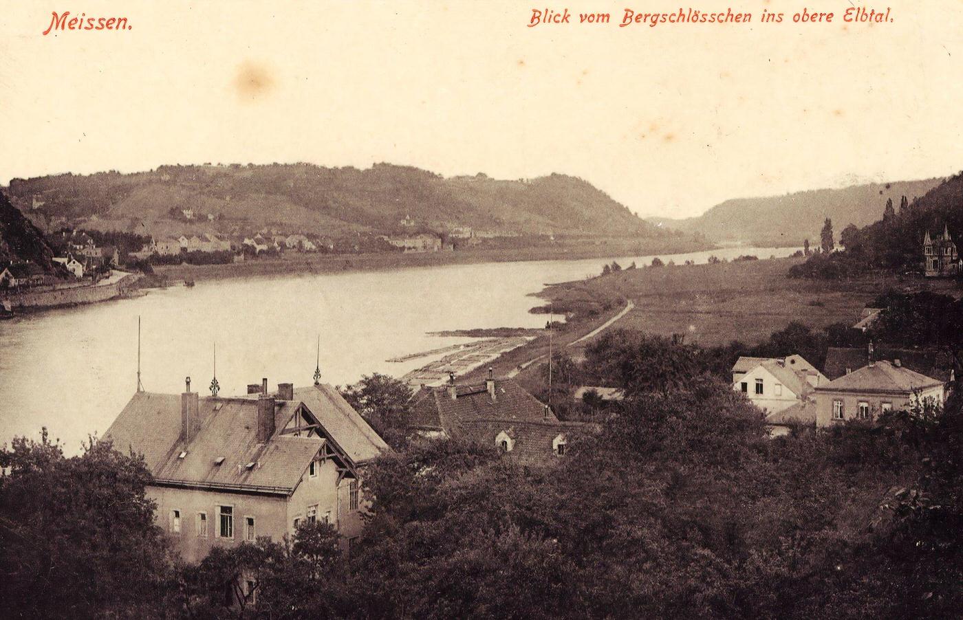 Elbe in Meissen, Buildings, 1900s, Germany.