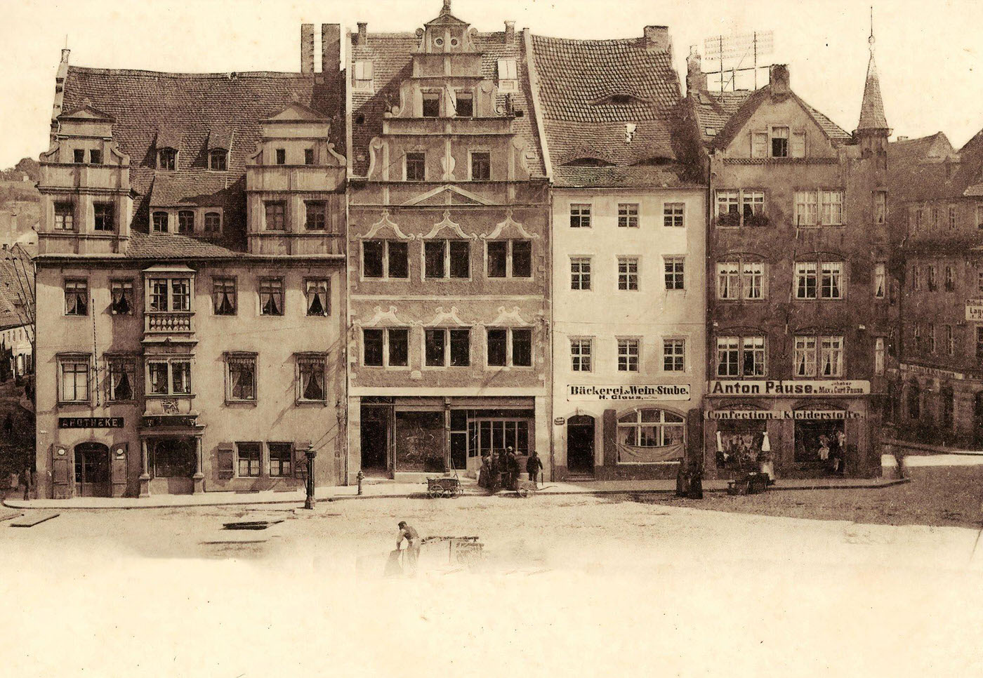 Markt-Apotheke in Meissen, Bakeries, Shops, 1900s, Germany.