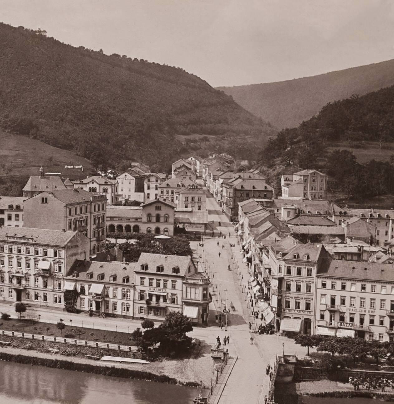 Vintage photo of Panorama view of Baden-Baden. Germany. 1900s